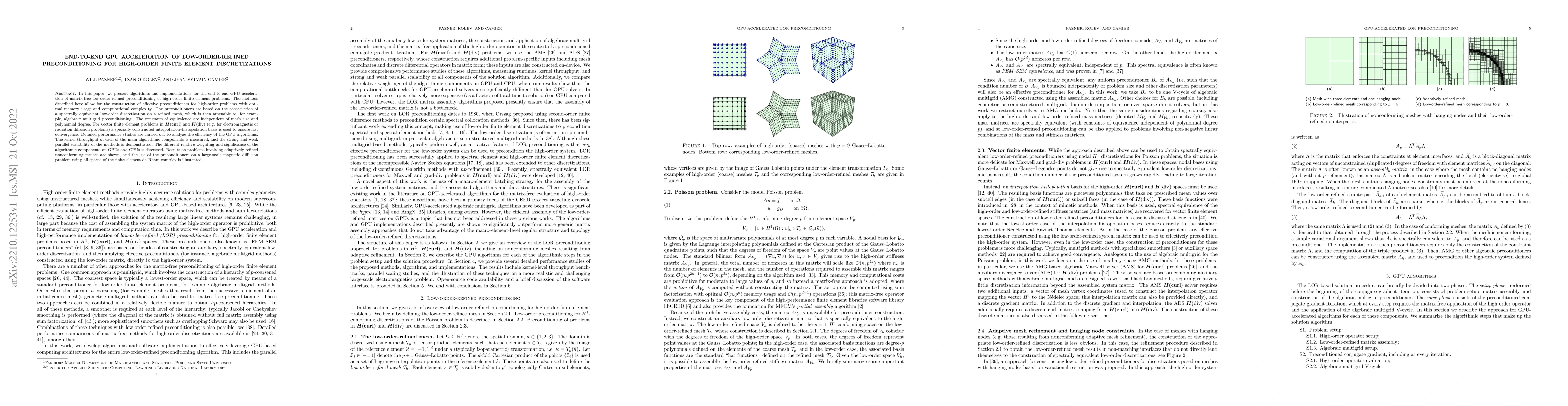 Thumbnail for End-to-end GPU acceleration of low-order-refined preconditioning for
  high-order finite element discretizations