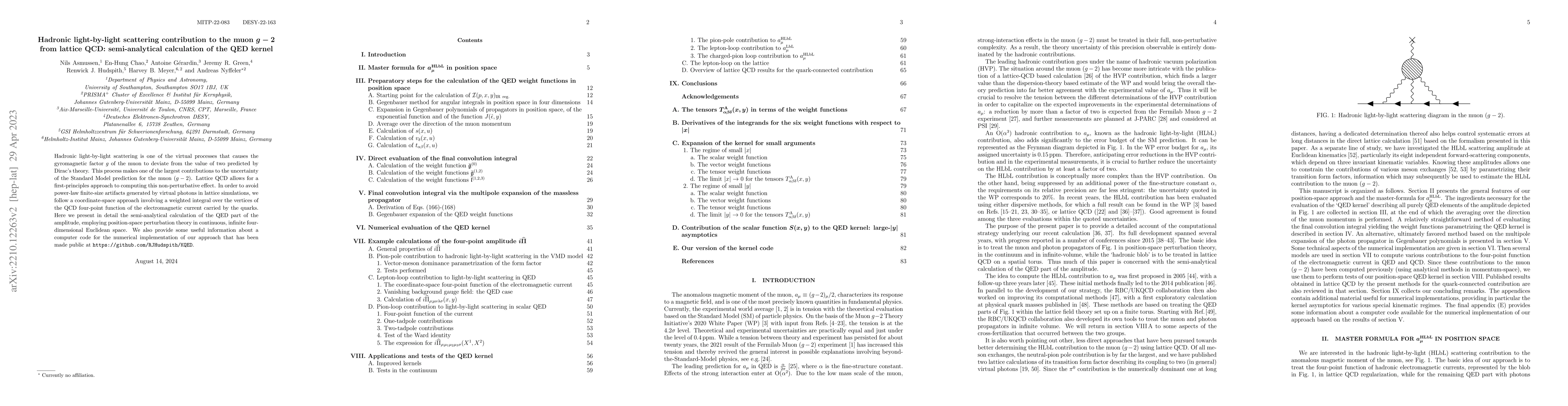 Thumbnail for Hadronic light-by-light scattering contribution to the muon $g-2$ from
  lattice QCD: semi-analytical calculation of the QED kernel