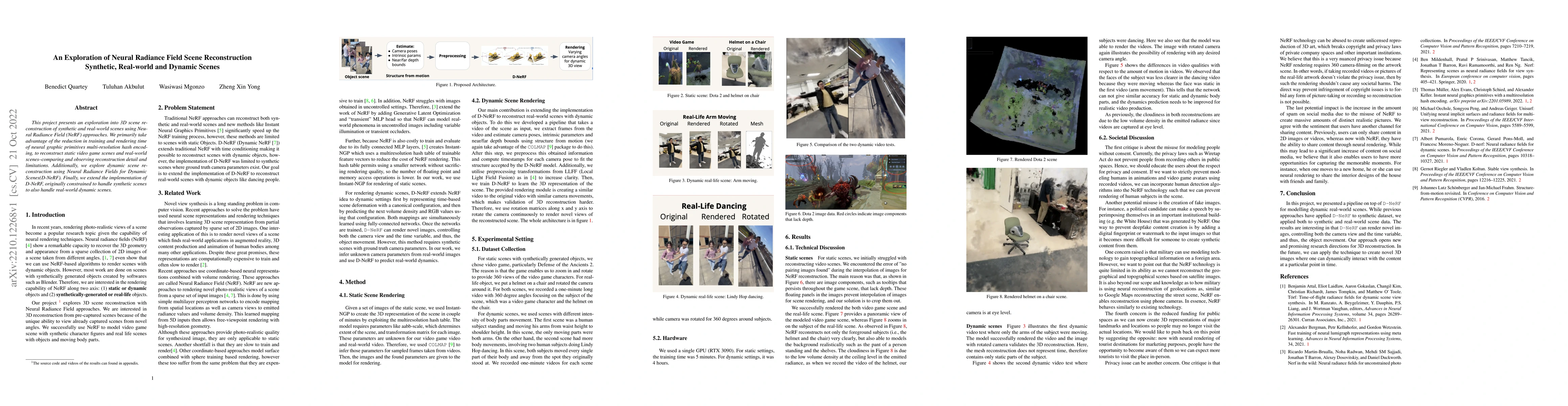Thumbnail for An Exploration of Neural Radiance Field Scene Reconstruction: Synthetic,
  Real-world and Dynamic Scenes