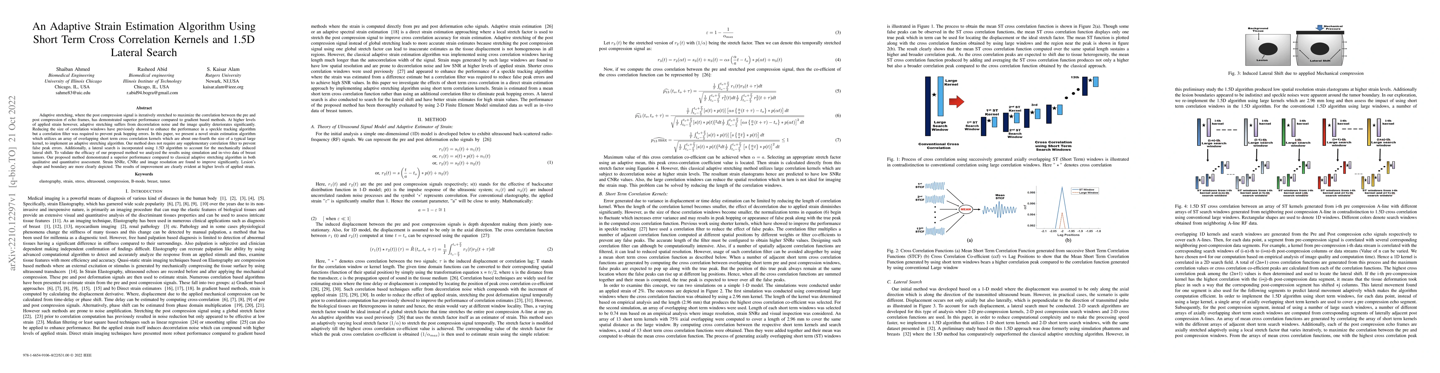 Thumbnail for An Adaptive Strain Estimation Algorithm Using Short Term Cross
  Correlation Kernels and 1.5D Lateral Search