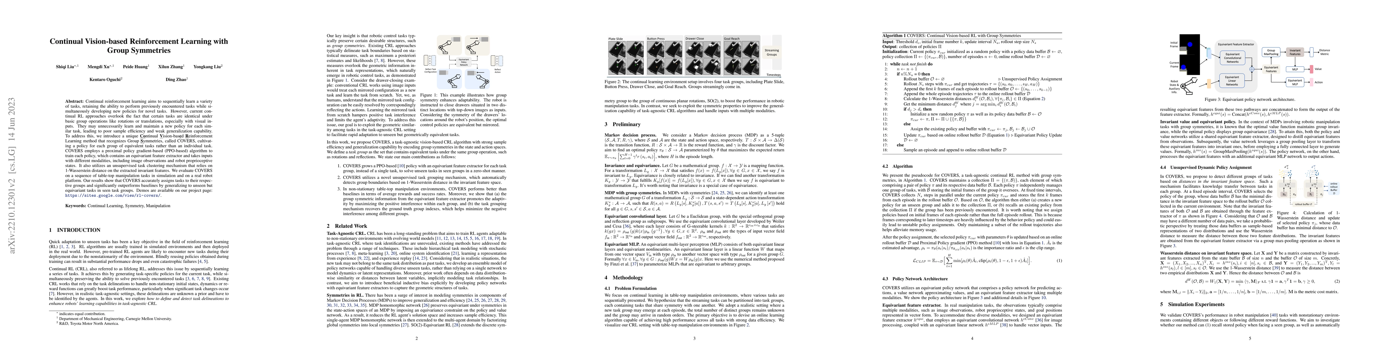 Thumbnail for Continual Vision-based Reinforcement Learning with Group Symmetries