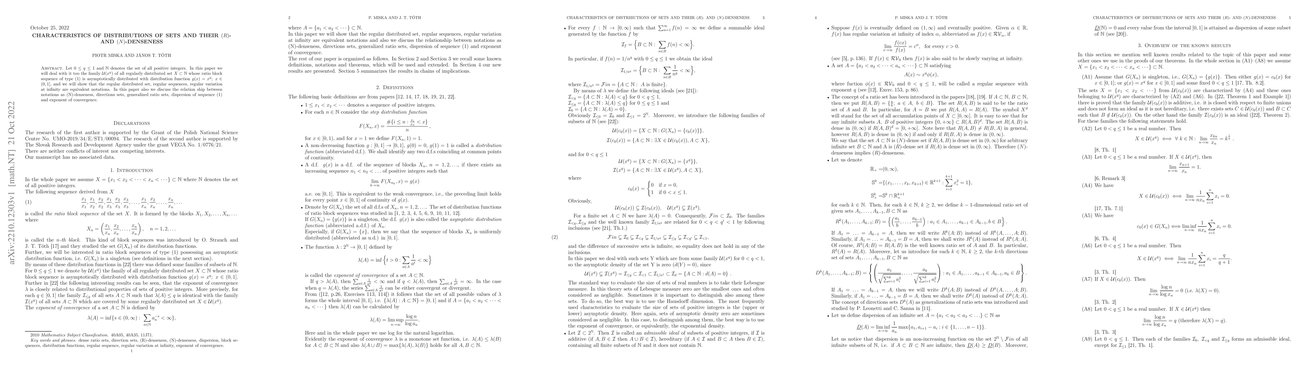 Thumbnail for Characteristics of distributions of sets and their $(R)$- and
  $(N)$-denseness