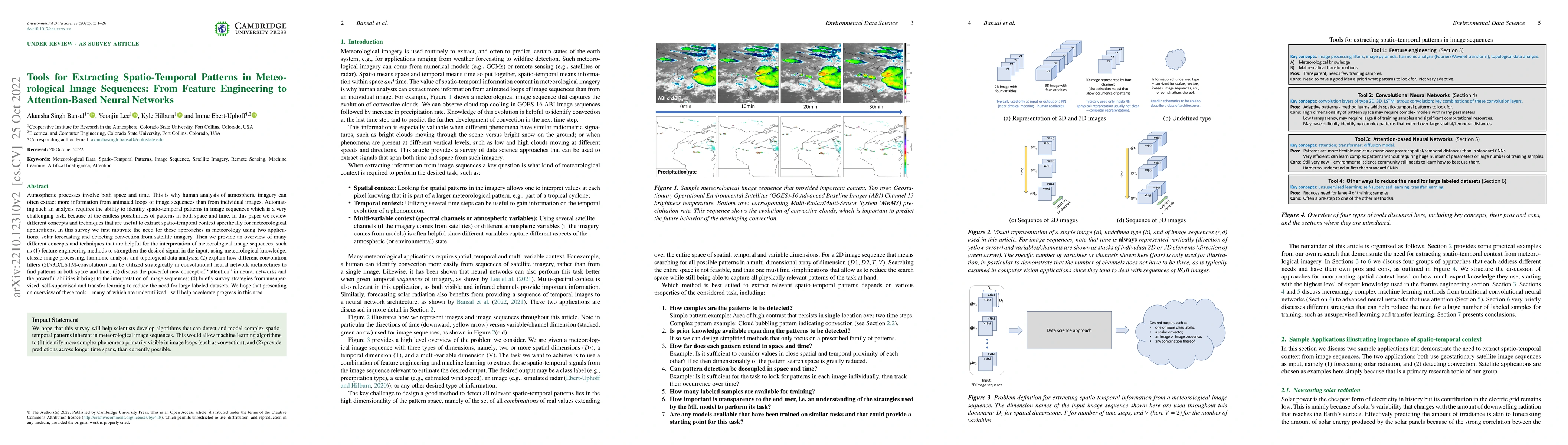 Thumbnail for Tools for Extracting Spatio-Temporal Patterns in Meteorological Image
  Sequences: From Feature Engineering to Attention-Based Neural Networks