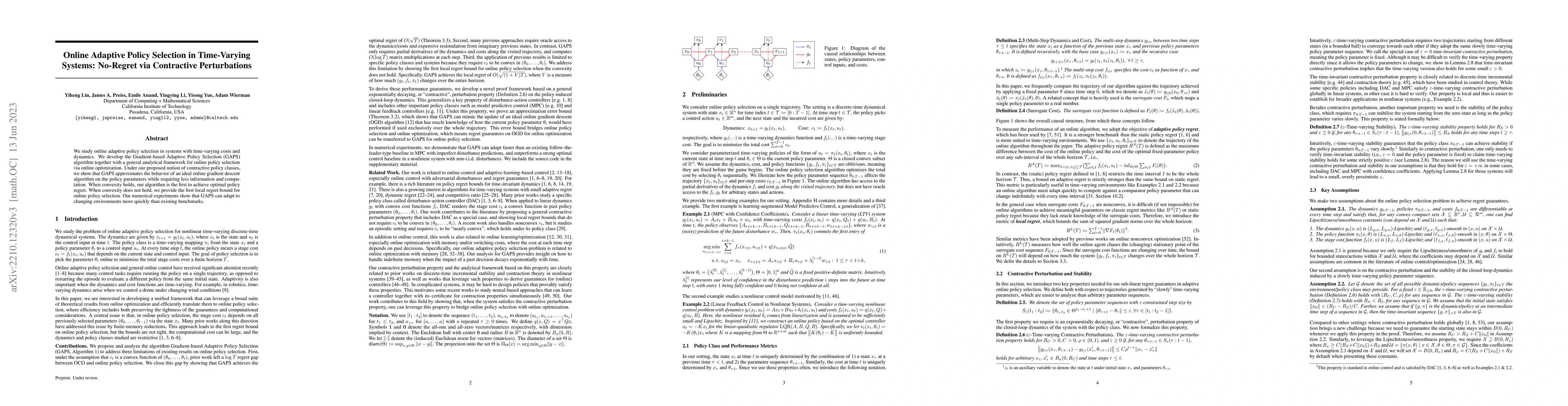 Thumbnail for Online Adaptive Policy Selection in Time-Varying Systems: No-Regret via
  Contractive Perturbations