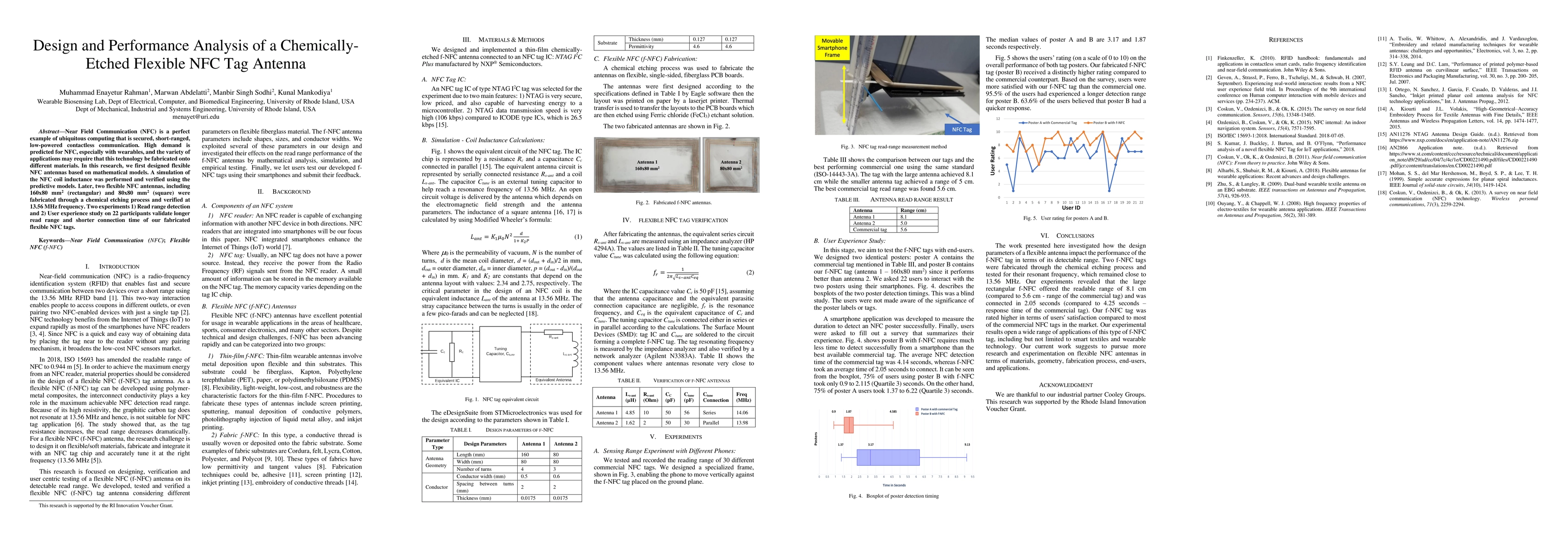 Thumbnail for Design and Performance Analysis of a Chemically-Etched Flexible NFC Tag
  Antenna
