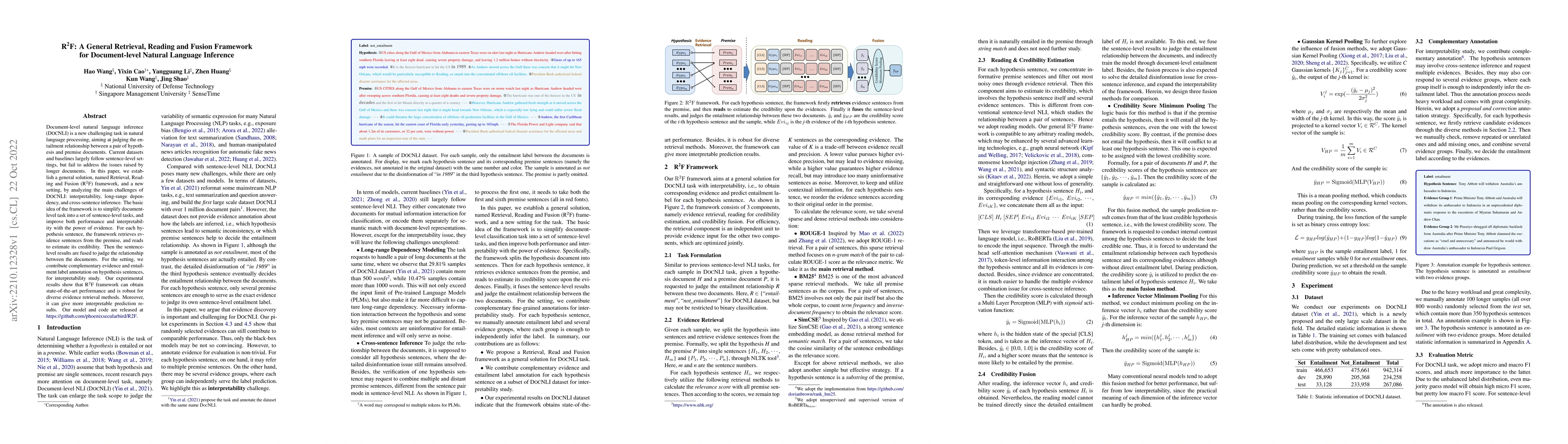 Thumbnail for R$^2$F: A General Retrieval, Reading and Fusion Framework for
  Document-level Natural Language Inference