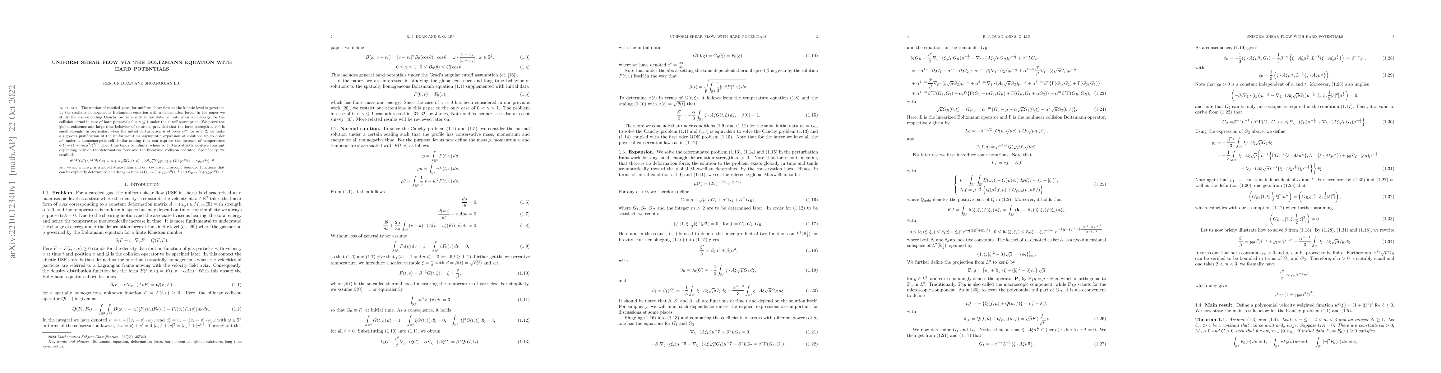Thumbnail for Uniform shear flow via the Boltzmann equation with hard potentials