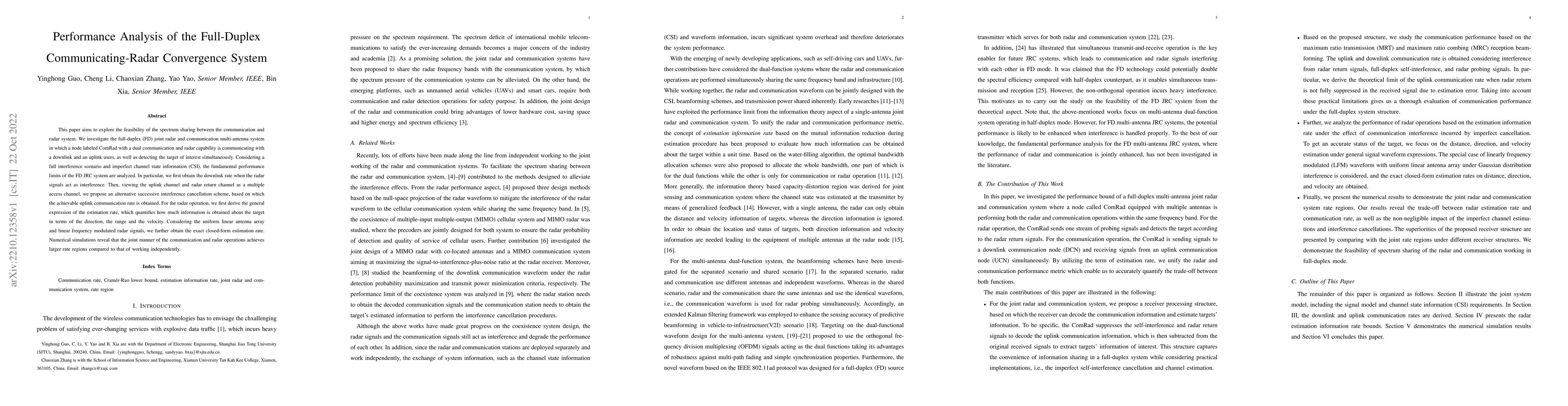 Thumbnail for Performance Analysis of the Full-Duplex Communicating-Radar Convergence
  System