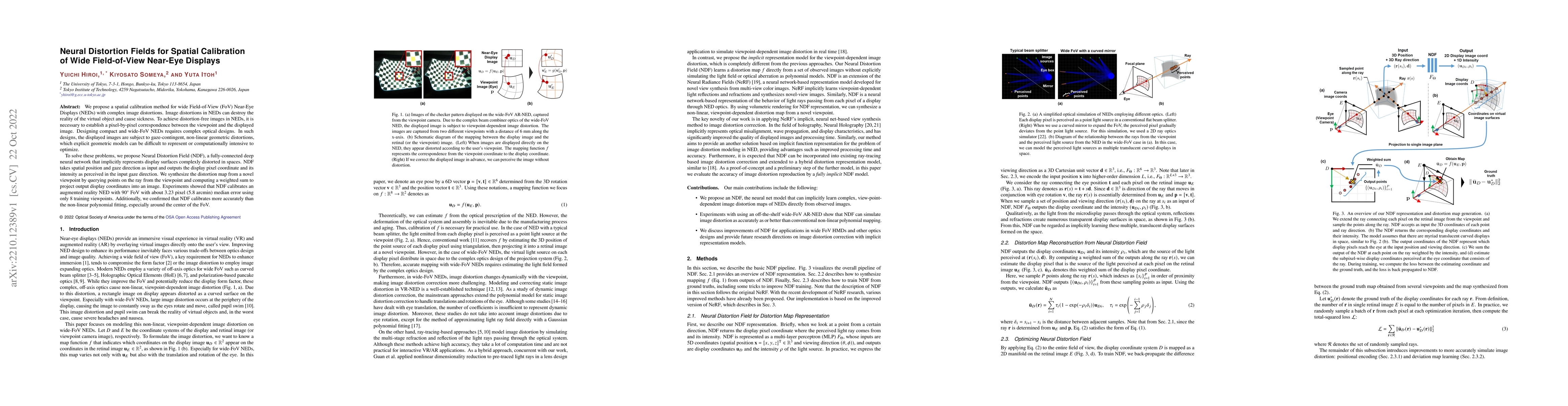 Thumbnail for Neural Distortion Fields for Spatial Calibration of Wide Field-of-View
  Near-Eye Displays