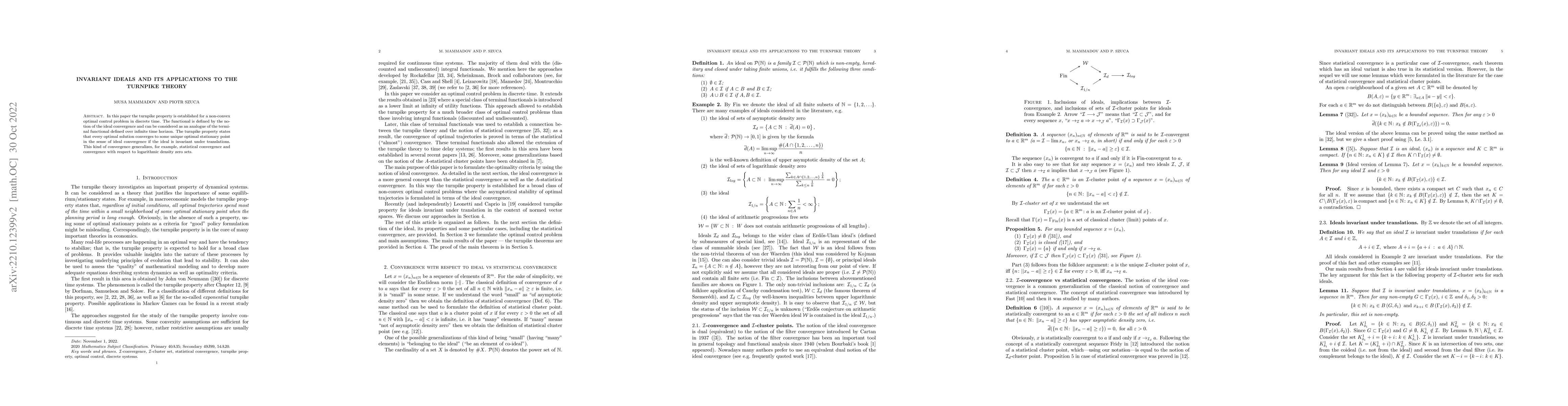 Thumbnail for Invariant ideals and its applications to the turnpike theory