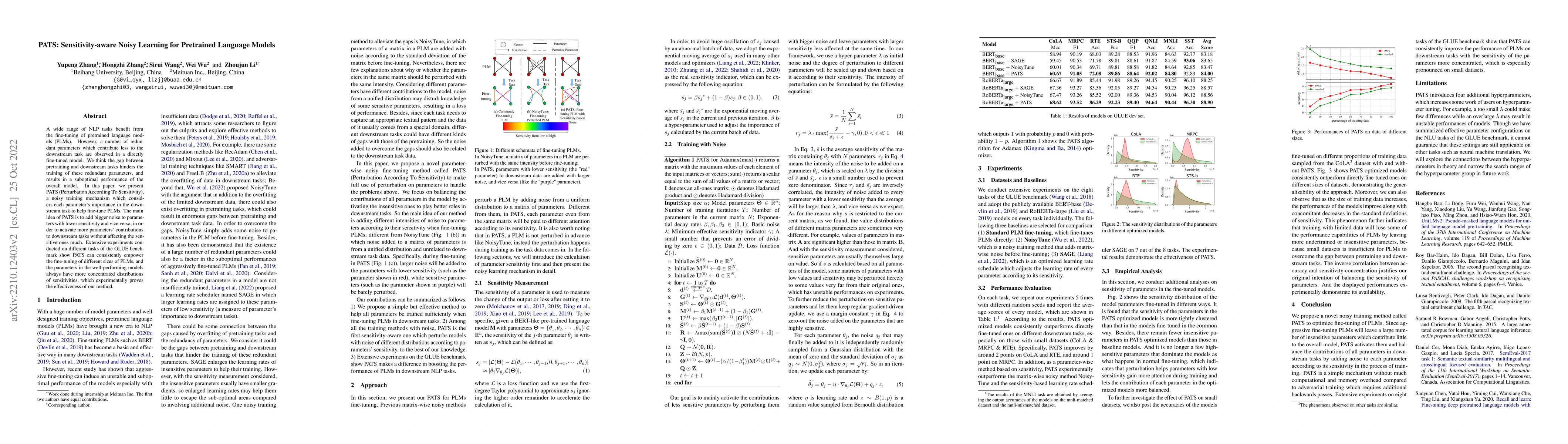 Thumbnail for PATS: Sensitivity-aware Noisy Learning for Pretrained Language Models