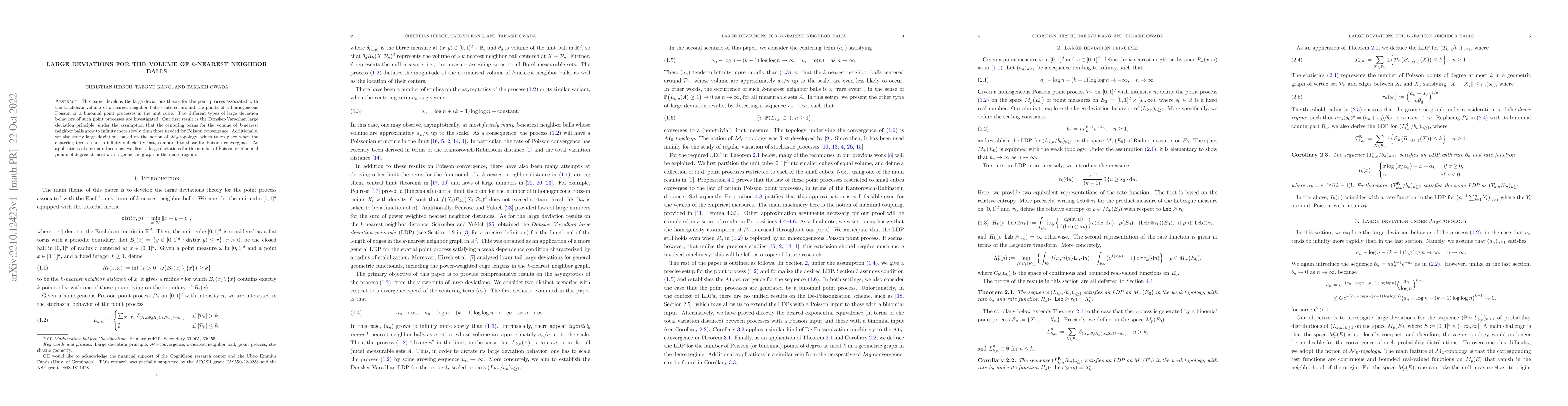 Thumbnail for Large deviations for the volume of $k$-nearest neighbor balls