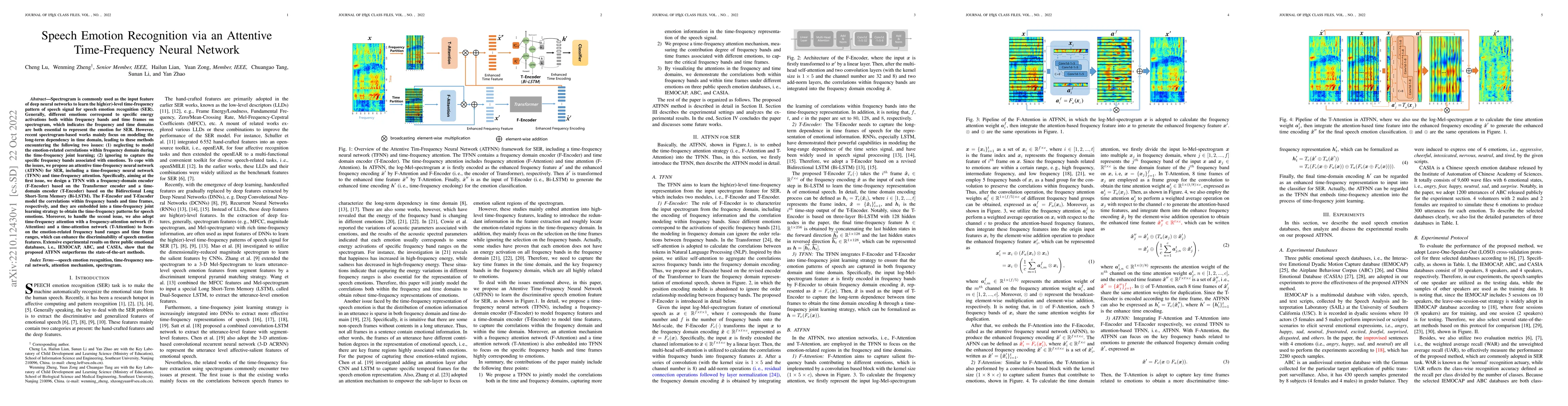 Thumbnail for Speech Emotion Recognition via an Attentive Time-Frequency Neural
  Network