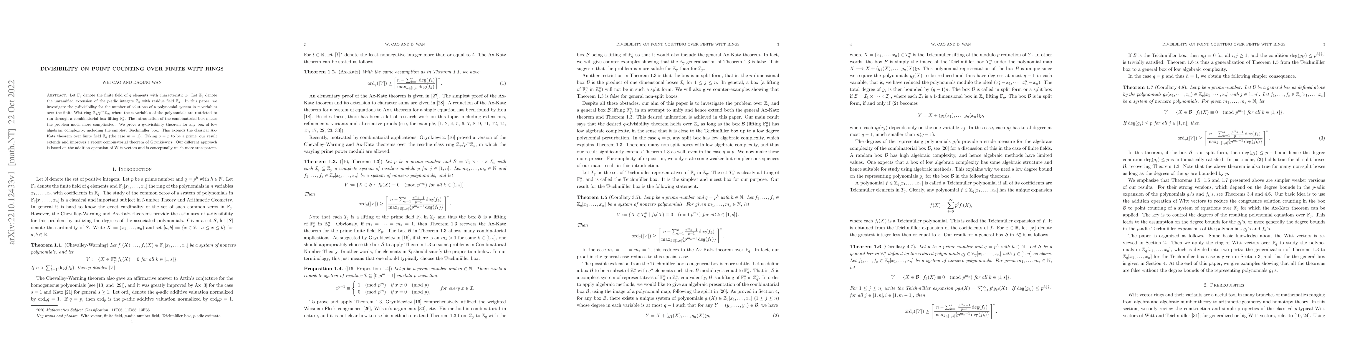 Thumbnail for Divisibility on point counting over finite Witt rings