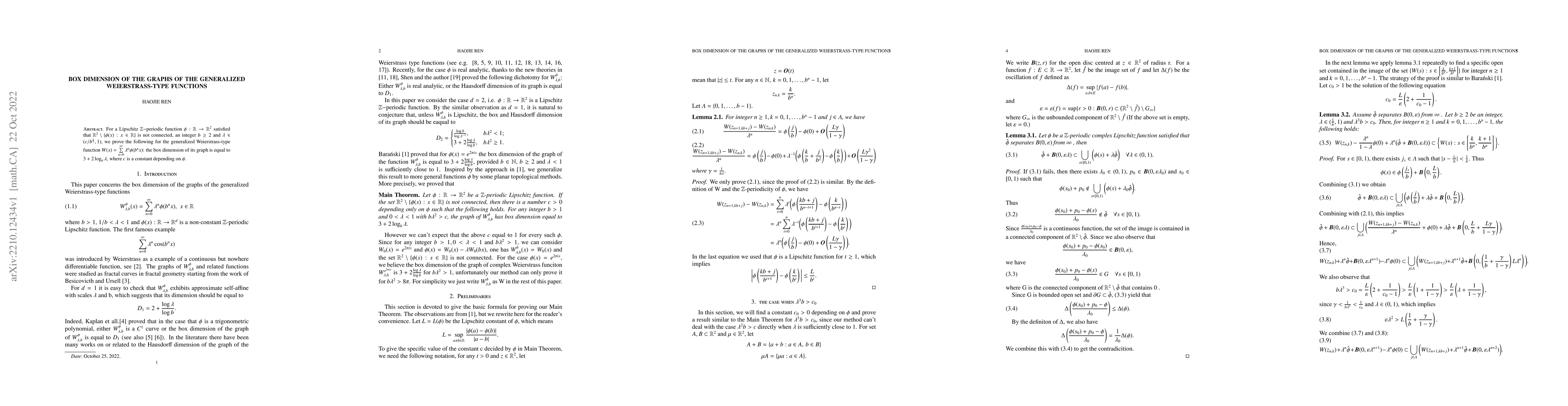 Thumbnail for Box dimension of the graphs of the generalized Weierstrass-type
  functions