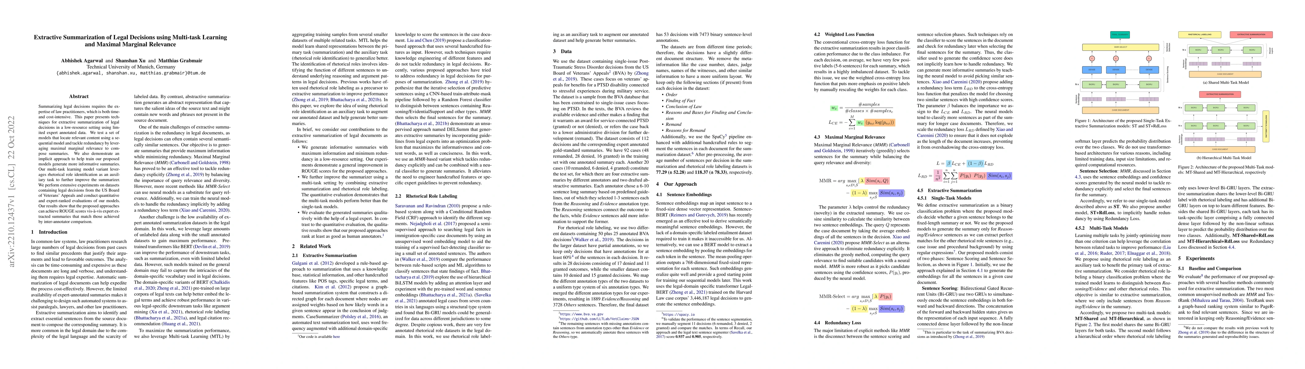 Thumbnail for Extractive Summarization of Legal Decisions using Multi-task Learning
  and Maximal Marginal Relevance