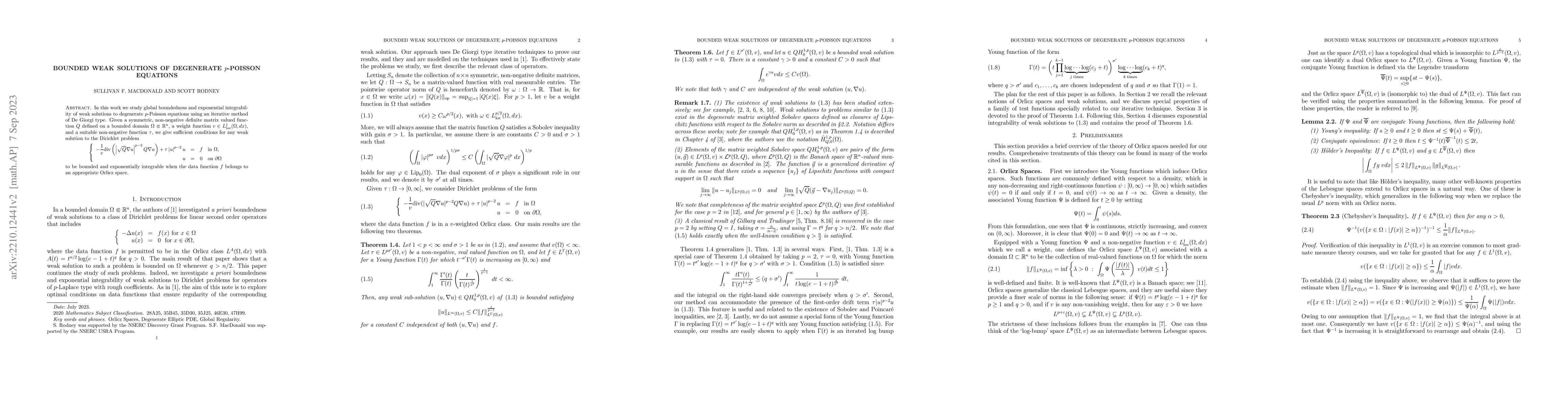 Thumbnail for Bounded Weak Solutions of Degenerate $p$-Poisson Equations