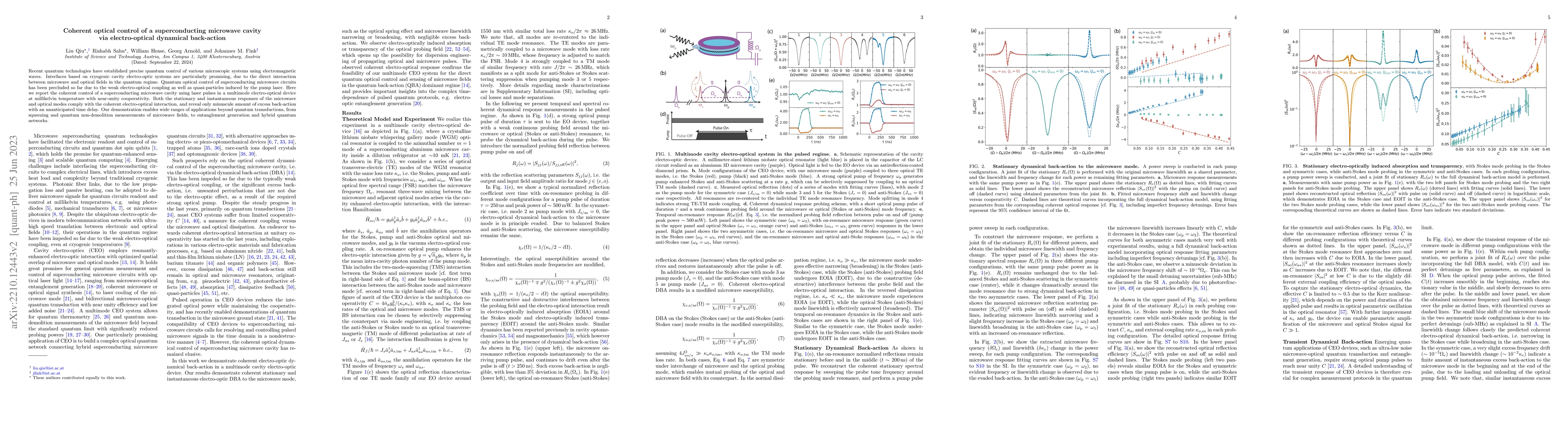 Thumbnail for Coherent optical control of a superconducting microwave cavity via
  electro-optical dynamical back-action