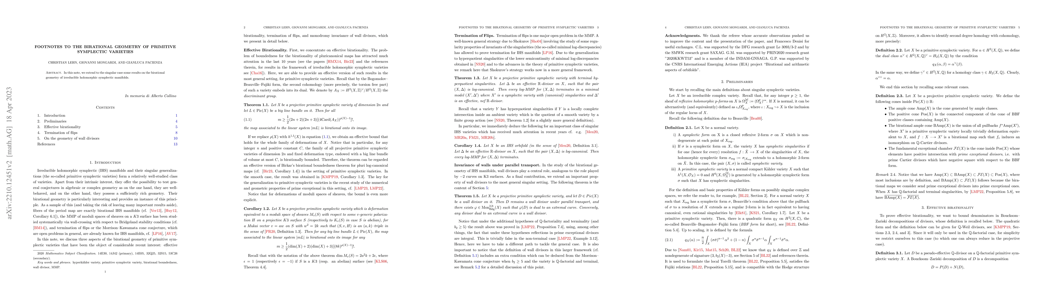 Thumbnail for Footnotes to the birational geometry of primitive symplectic varieties