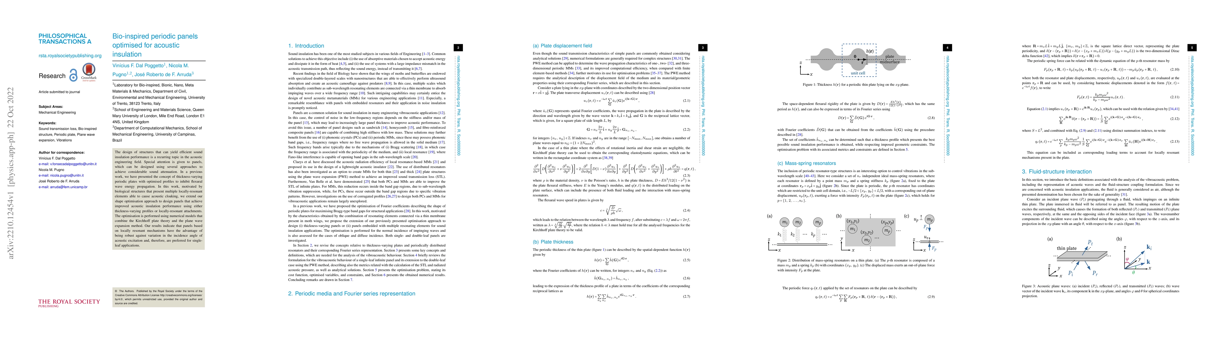 Thumbnail for Bioinspired periodic panels optimized for acoustic insulation
