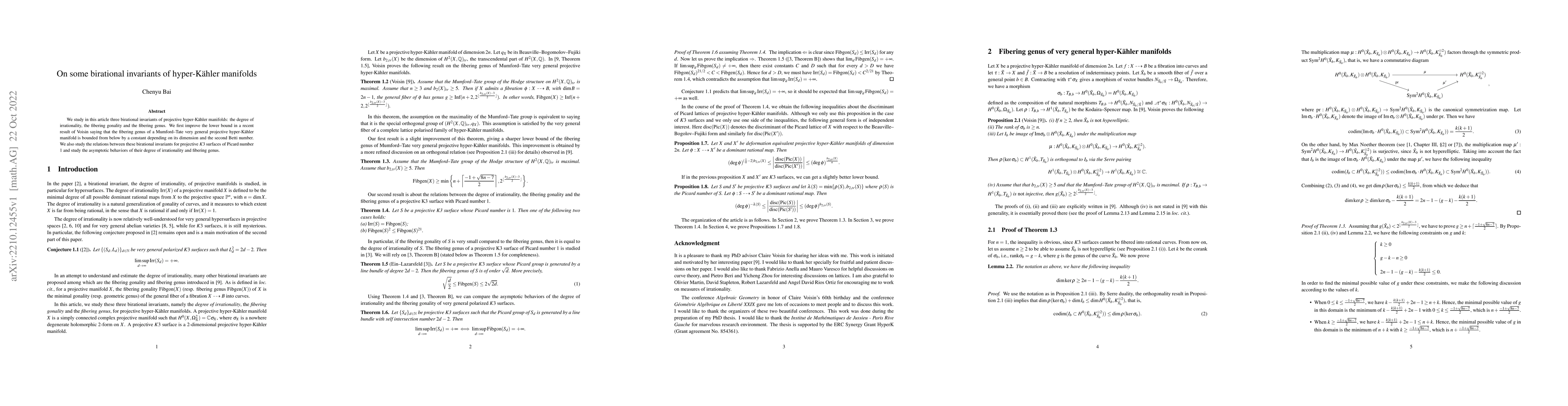 Thumbnail for On some birational invariants of hyper-K\"ahler manifolds