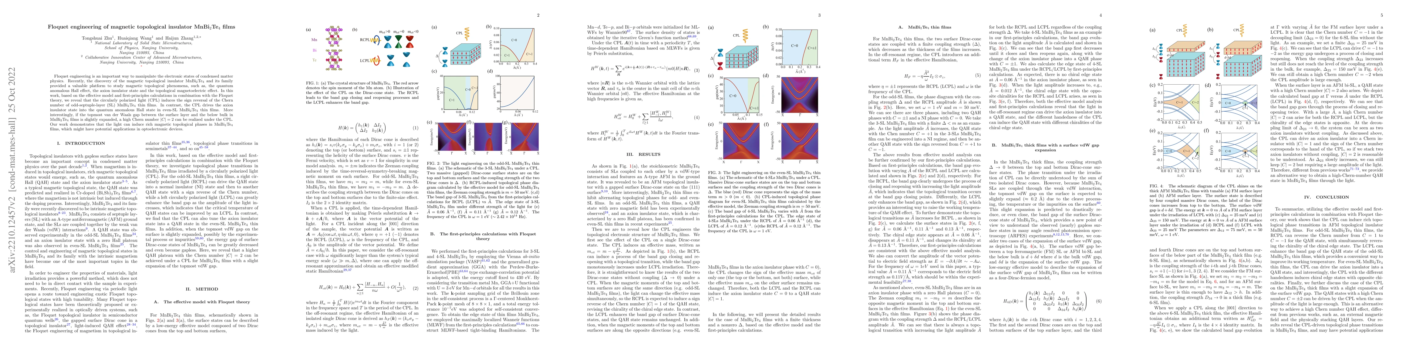 Thumbnail for Floquet engineering of magnetic topological insulator MnBi$_2$Te$_4$
  films