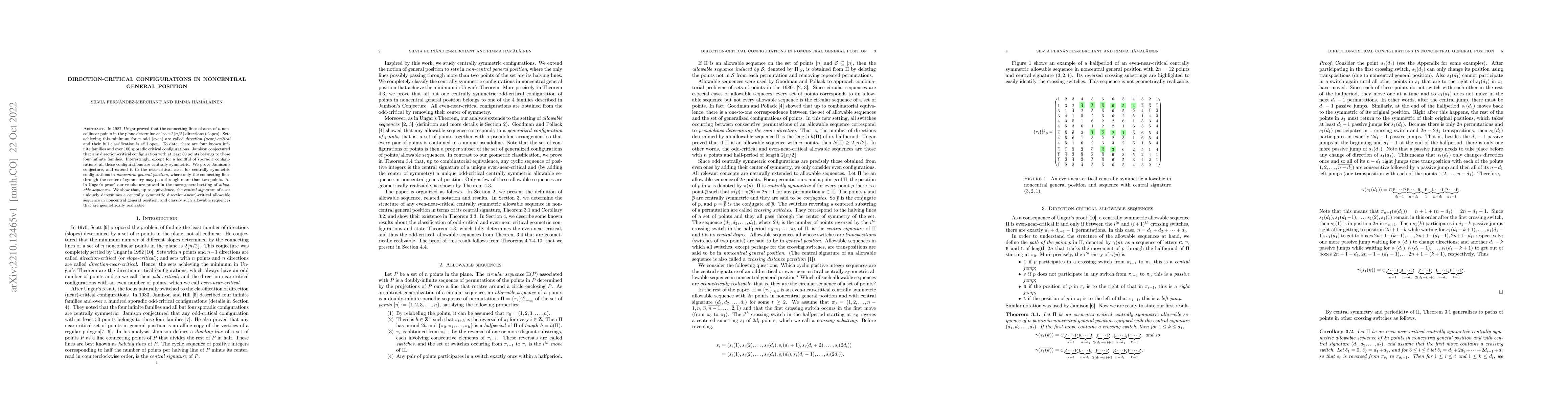 Thumbnail for Direction-Critical Configurations in Noncentral General Position