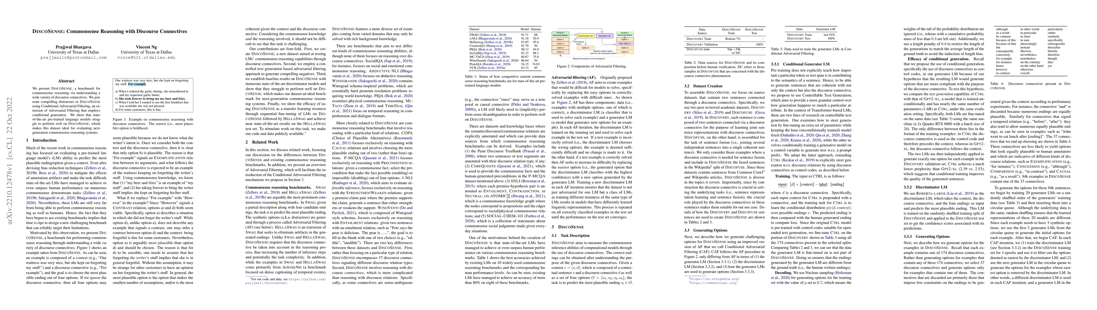 Thumbnail for DiscoSense: Commonsense Reasoning with Discourse Connectives