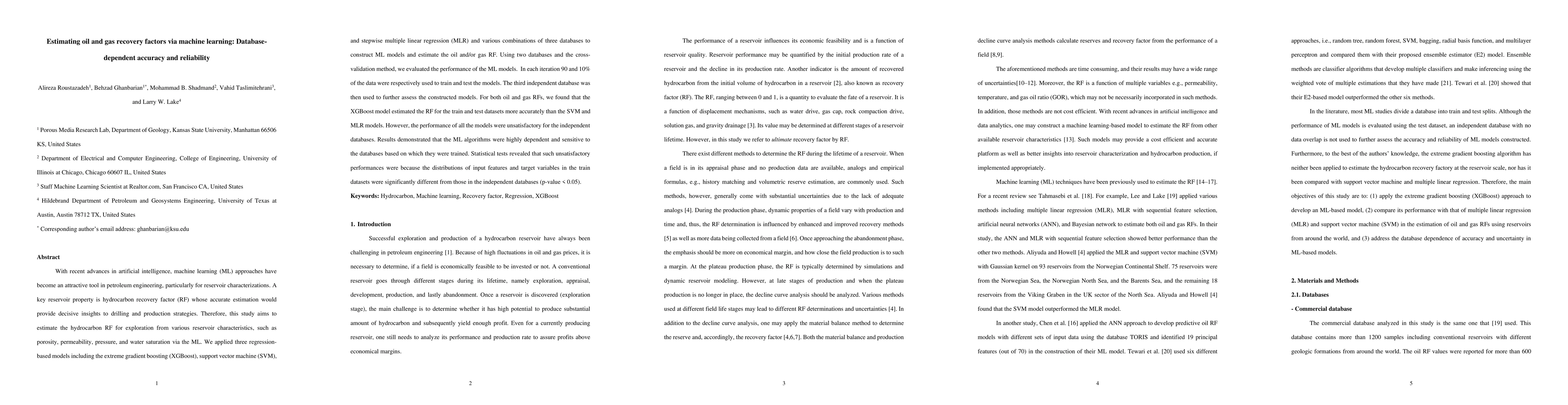 Thumbnail for Estimating oil and gas recovery factors via machine learning:
  Database-dependent accuracy and reliability