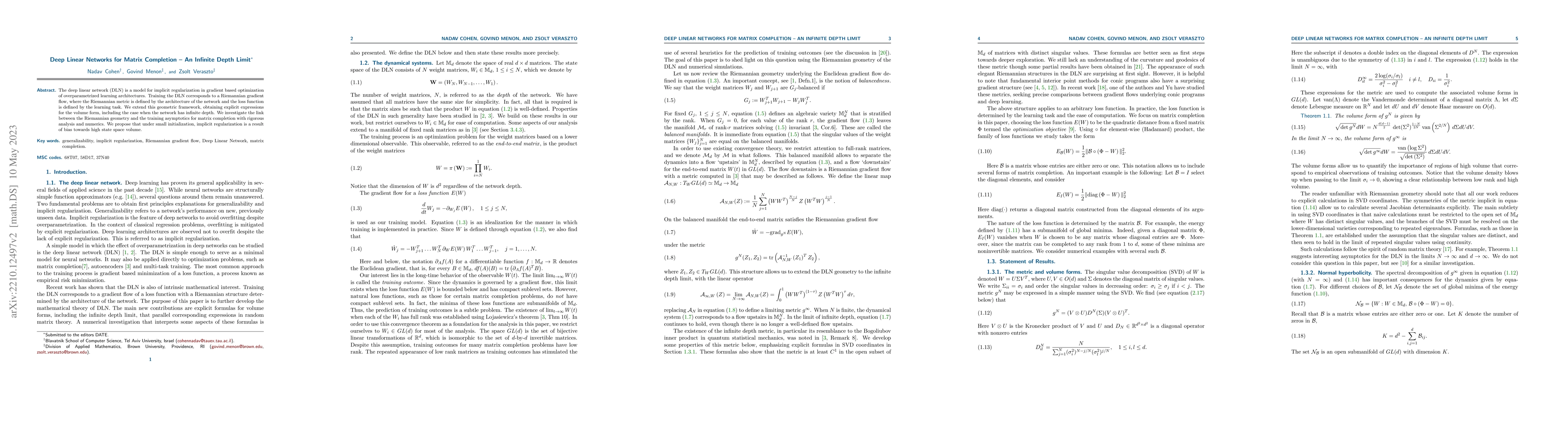 Thumbnail for Deep Linear Networks for Matrix Completion -- An Infinite Depth Limit
