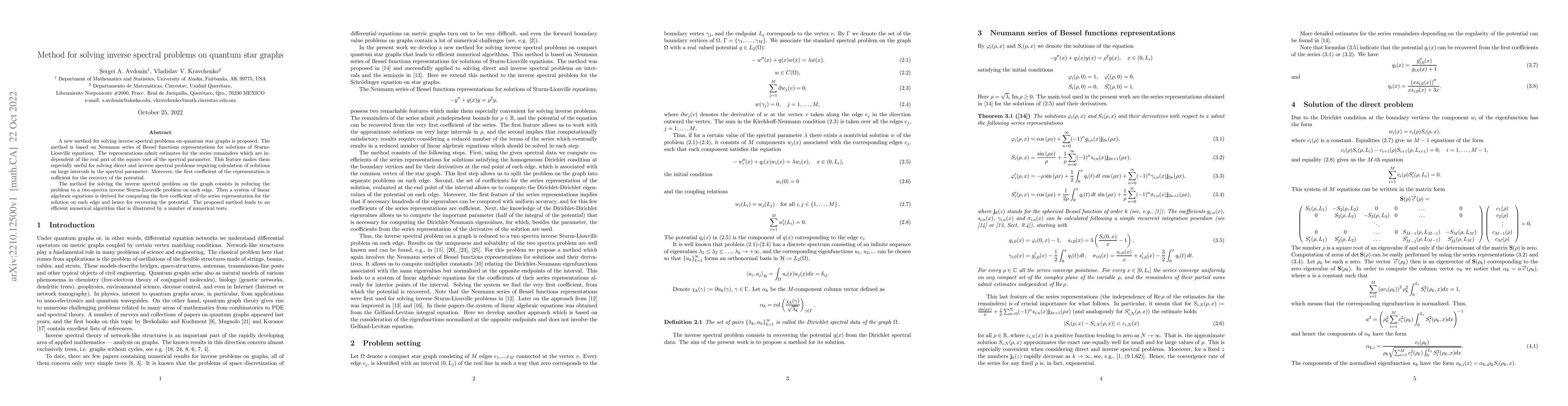 Thumbnail for Method for solving inverse spectral problems on quantum star graphs