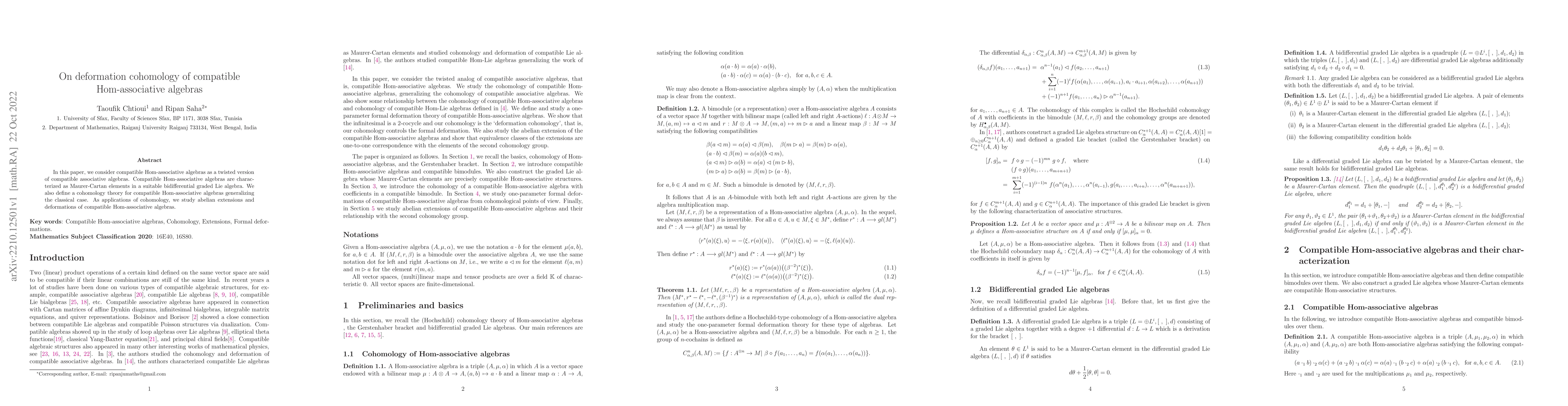 Thumbnail for On deformation cohomology of compatible Hom-associative algebras