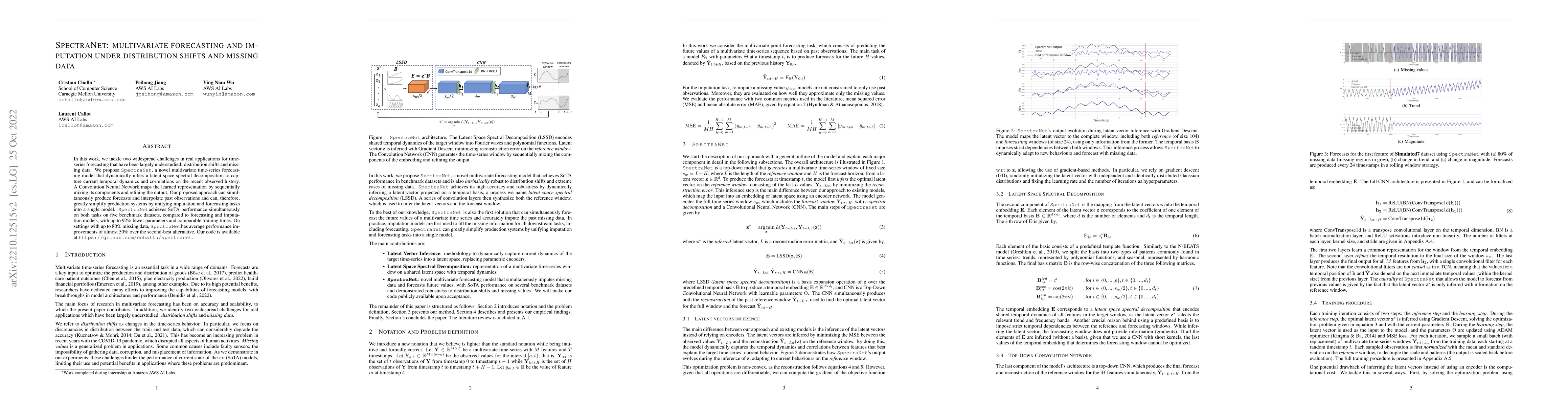 Thumbnail for SpectraNet: Multivariate Forecasting and Imputation under Distribution
  Shifts and Missing Data