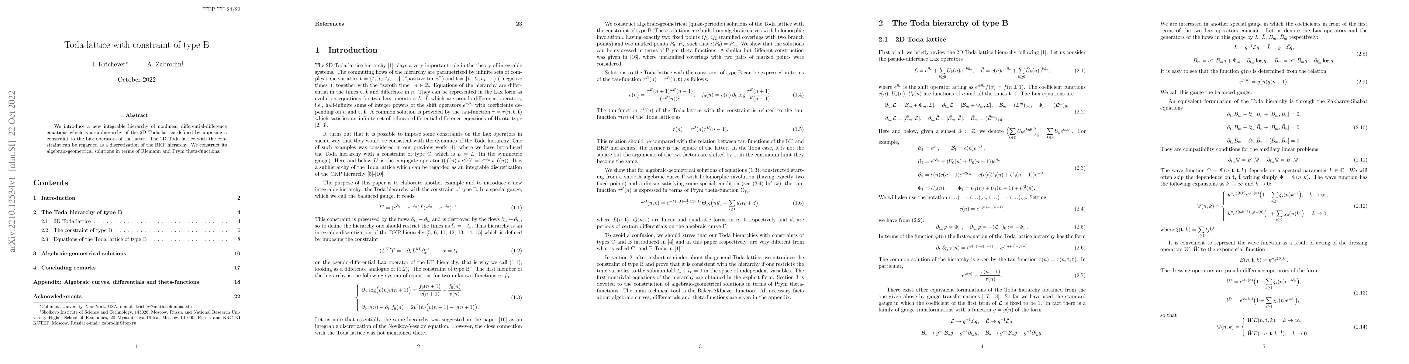 Thumbnail for Toda lattice with constraint of type B
