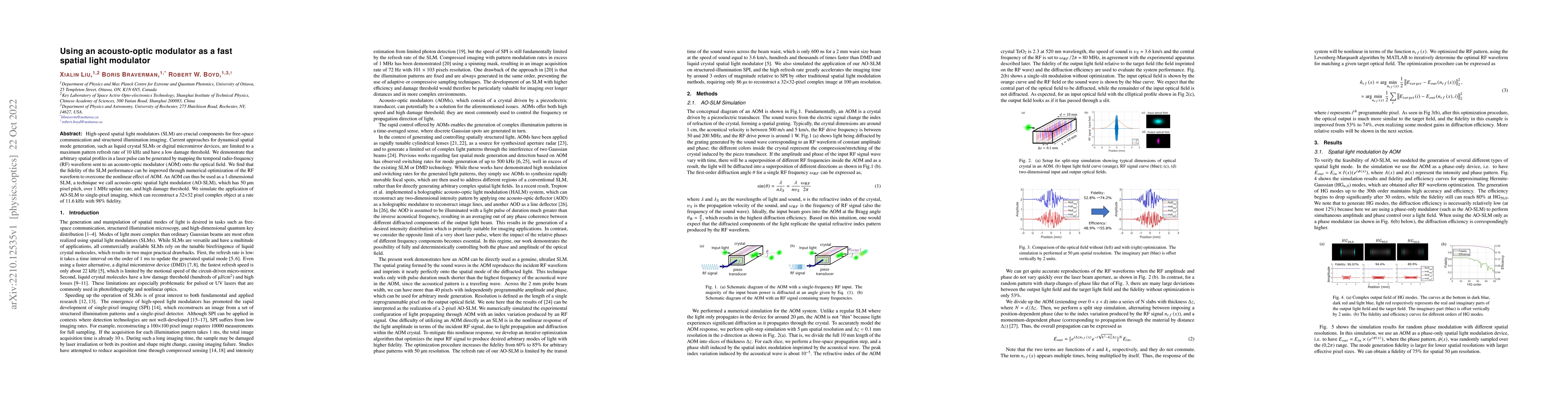 Thumbnail for Using an acousto-optic modulator as a fast spatial light modulator