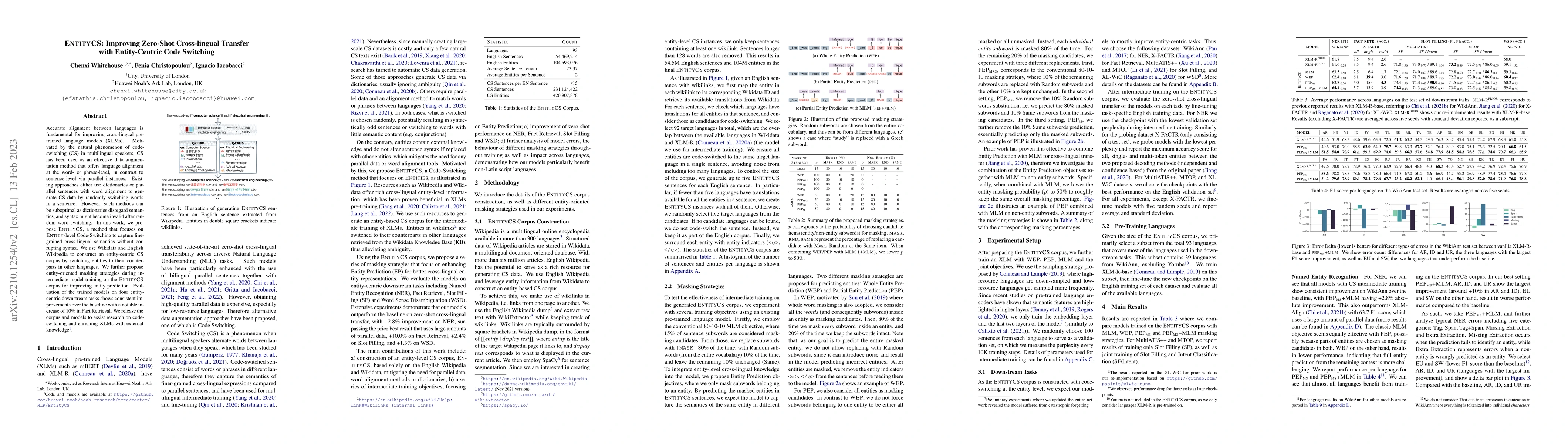 Thumbnail for EntityCS: Improving Zero-Shot Cross-lingual Transfer with Entity-Centric
  Code Switching