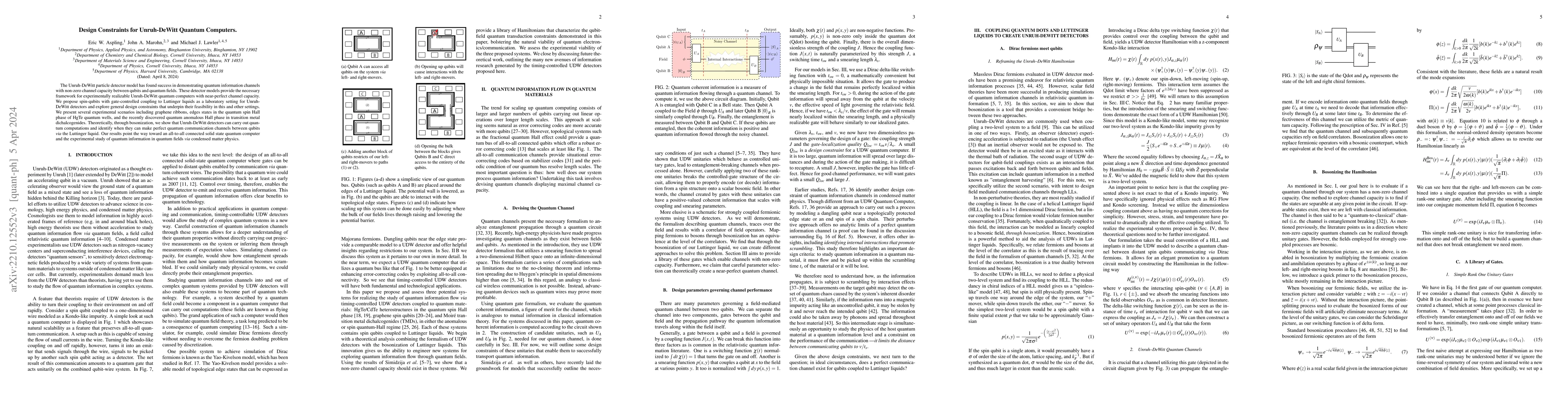 Thumbnail for Design Constraints for Unruh-DeWitt Quantum Computers