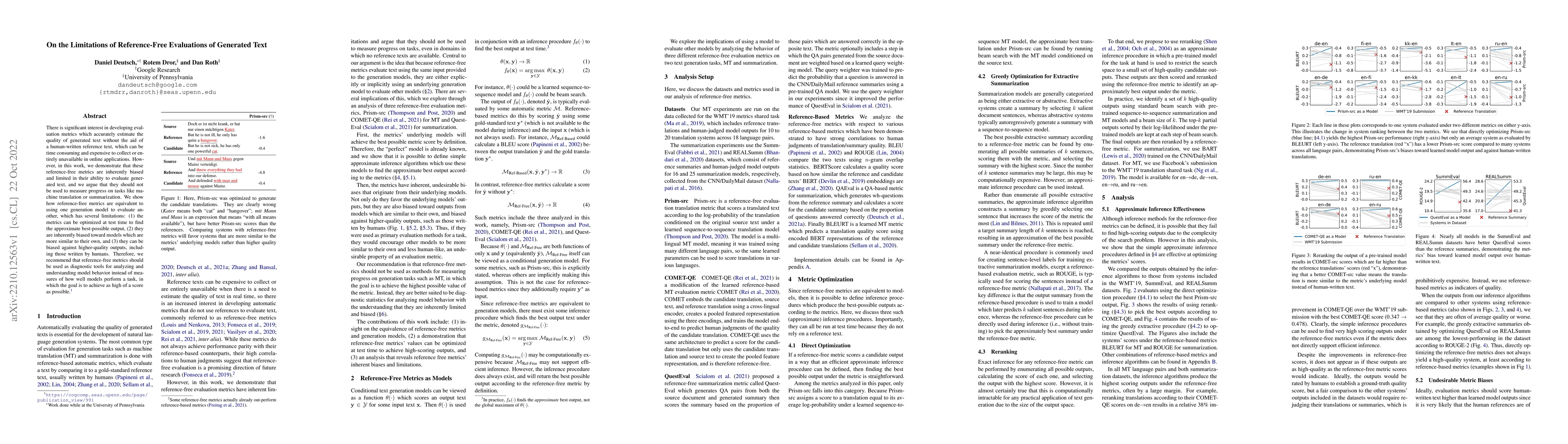 Thumbnail for On the Limitations of Reference-Free Evaluations of Generated Text