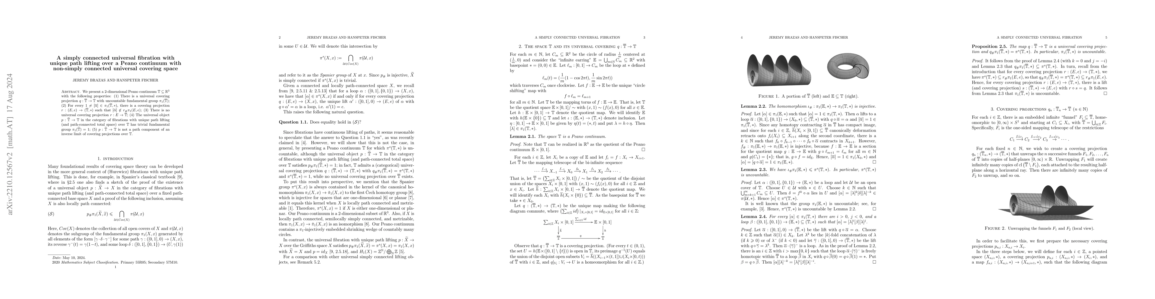 Thumbnail for A simply connected universal fibration with unique path lifting over a
  Peano continuum with non-simply connected universal covering space