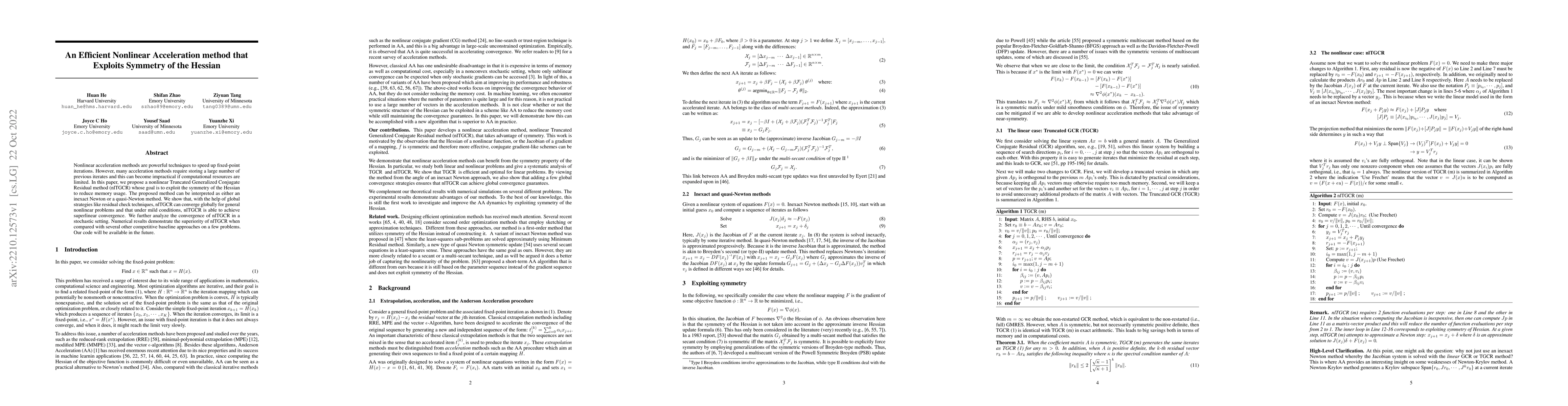 Thumbnail for An Efficient Nonlinear Acceleration method that Exploits Symmetry of the
  Hessian