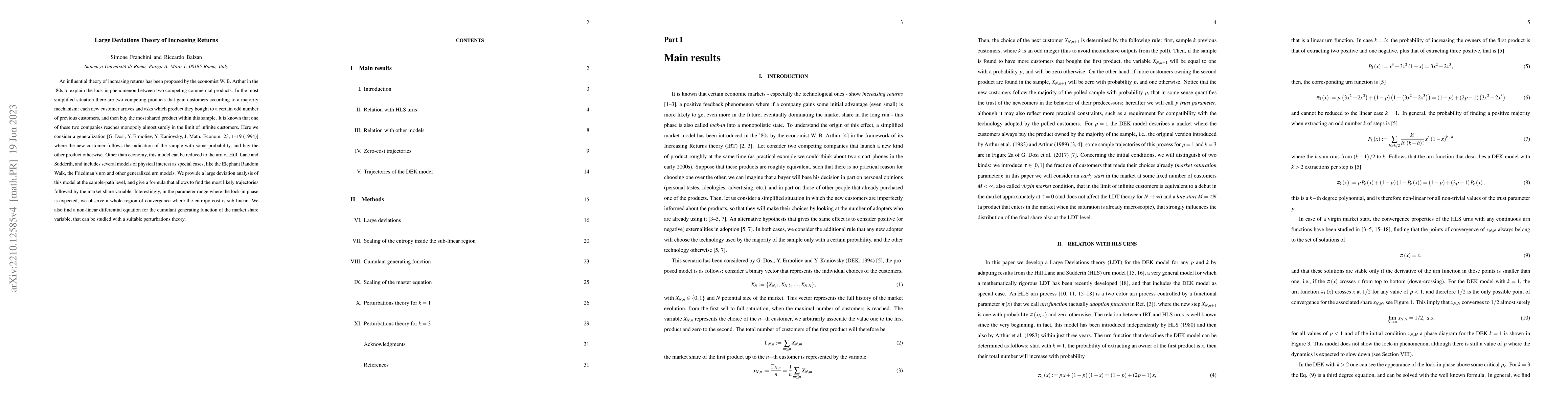 Thumbnail for Large Deviations Theory of Increasing Returns