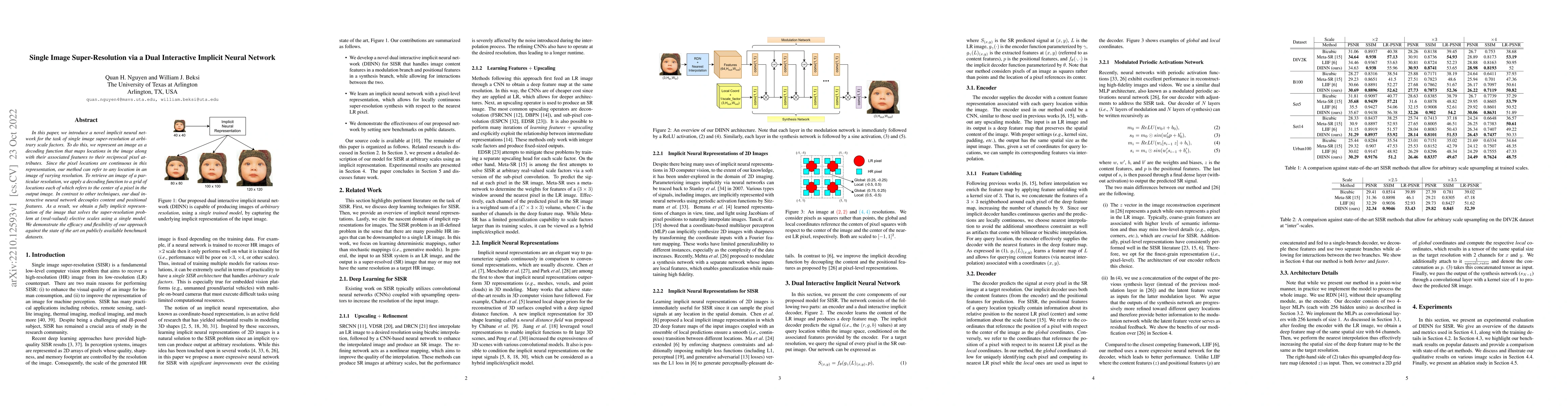 Thumbnail for Single Image Super-Resolution via a Dual Interactive Implicit Neural
  Network