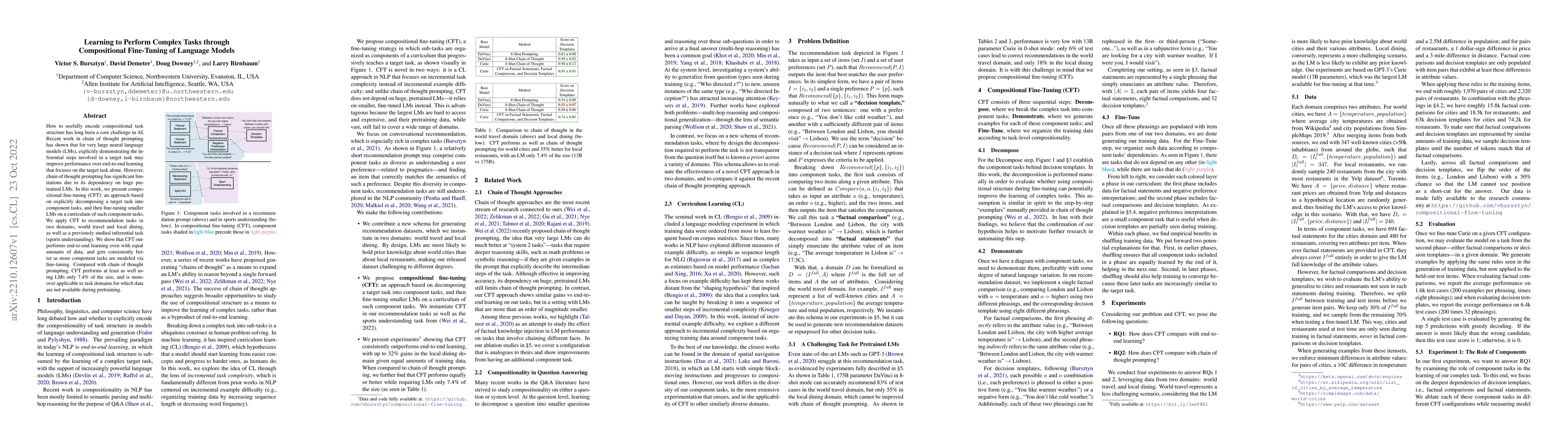 Thumbnail for Learning to Perform Complex Tasks through Compositional Fine-Tuning of
  Language Models