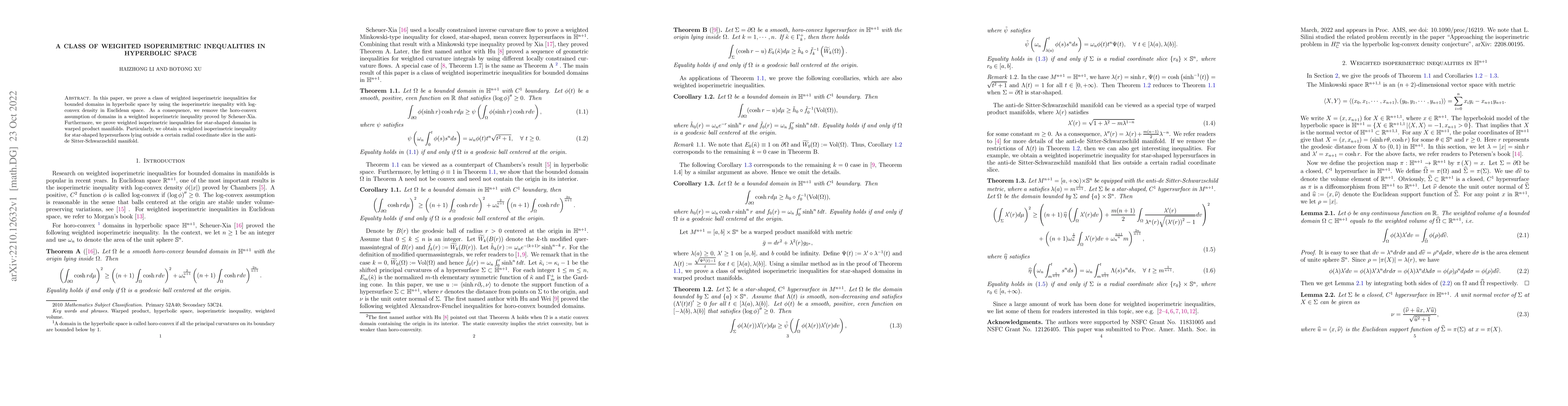 Thumbnail for A class of weighted isoperimetric inequalities in hyperbolic space