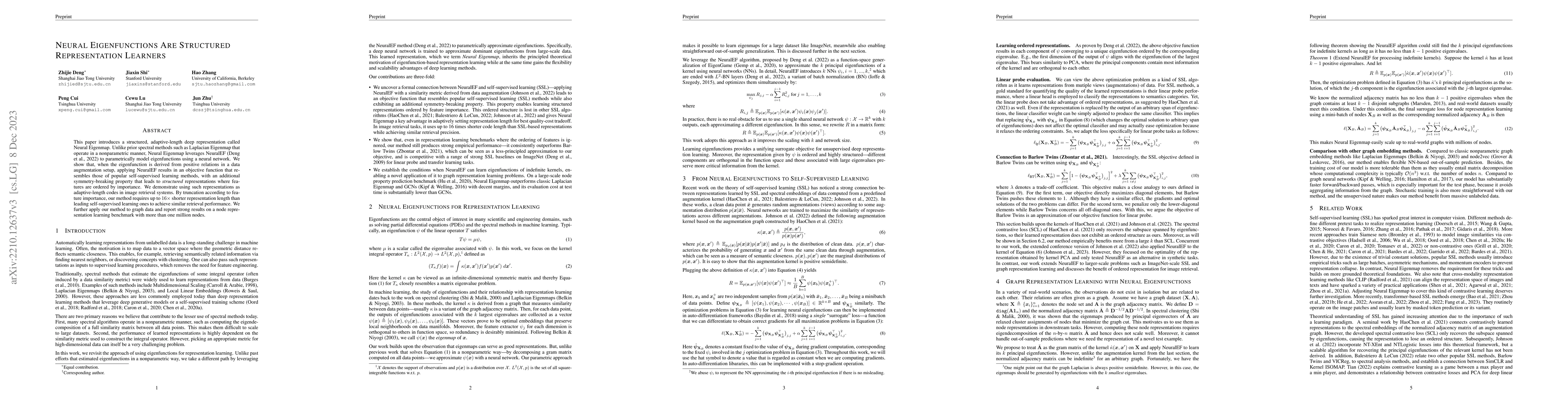 Thumbnail for Neural Eigenfunctions Are Structured Representation Learners