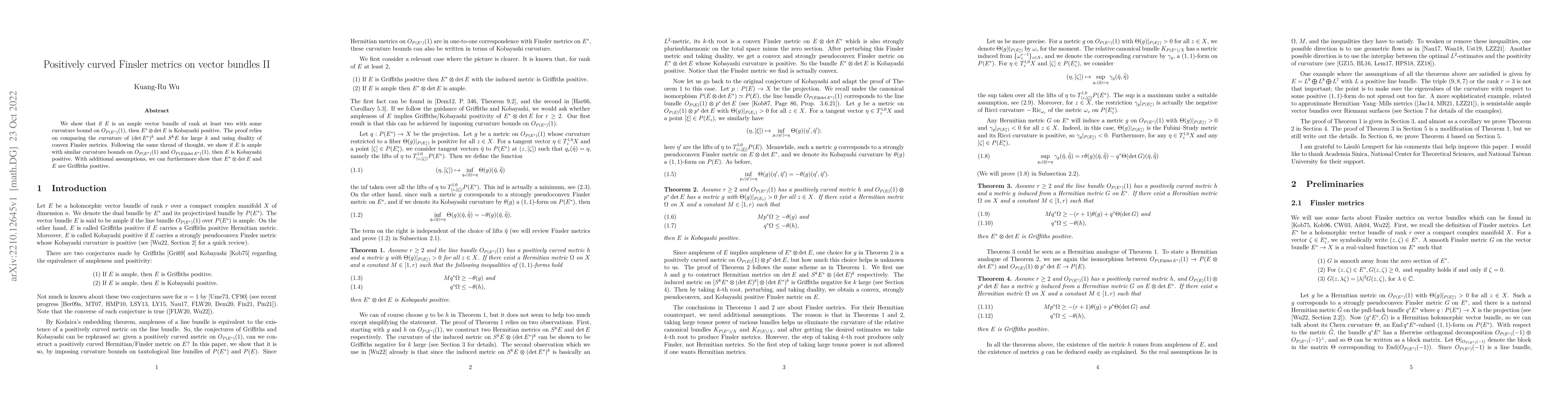 Thumbnail for Positively curved Finsler metrics on vector bundles II