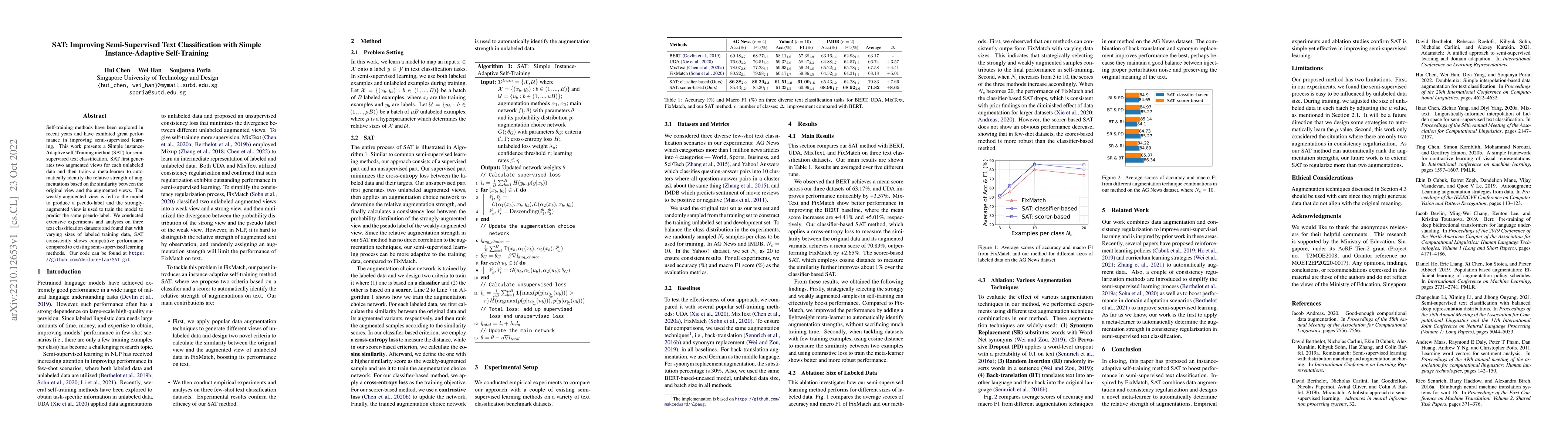 Thumbnail for SAT: Improving Semi-Supervised Text Classification with Simple
  Instance-Adaptive Self-Training