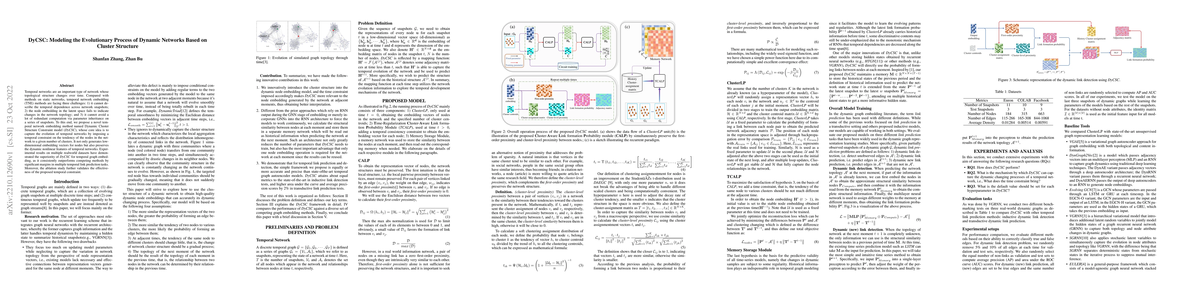 Thumbnail for DyCSC: Modeling the Evolutionary Process of Dynamic Networks Based on
  Cluster Structure