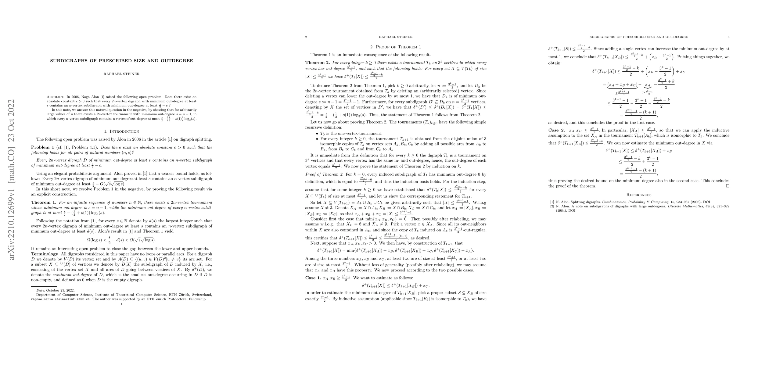 Thumbnail for Subdigraphs of prescribed size and outdegree