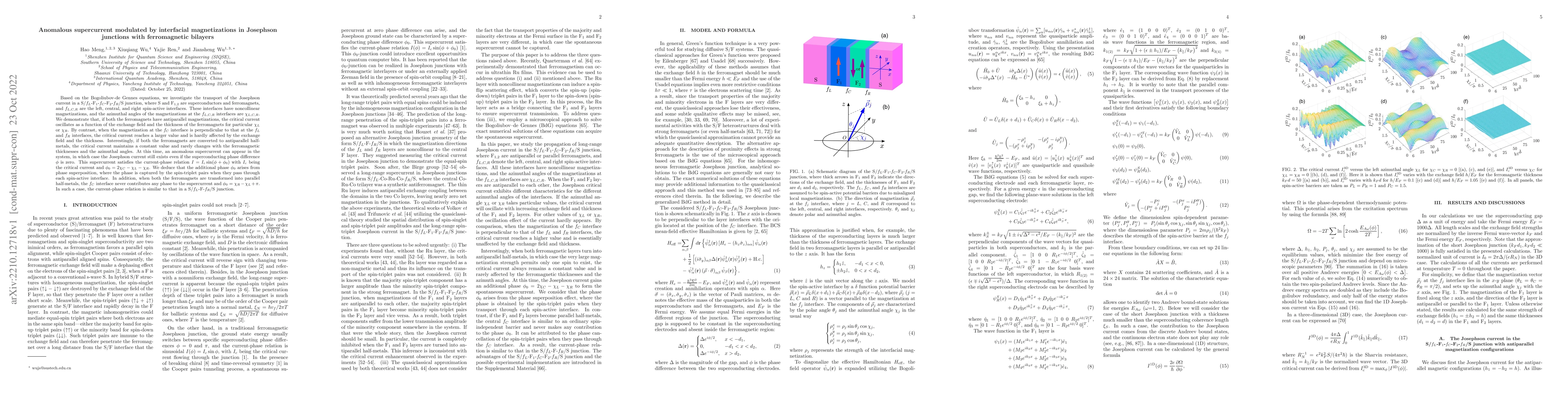Thumbnail for Anomalous supercurrent modulated by interfacial magnetizations in
  Josephson junctions with ferromagnetic bilayers